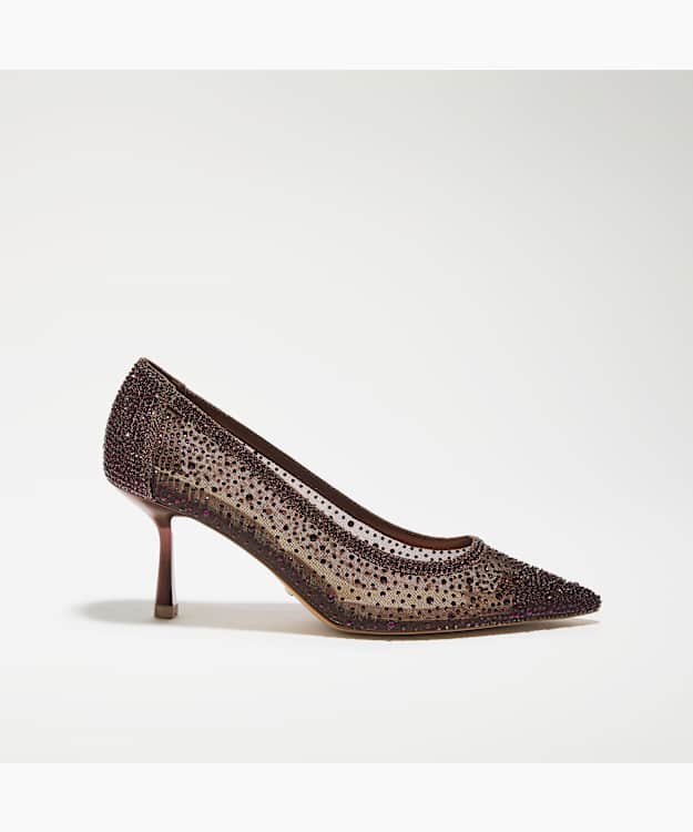 Brivelle Burgundy - Mesh Embellished Court Shoes