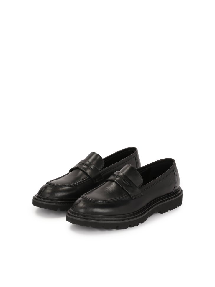 Black loafers on a thicker sole