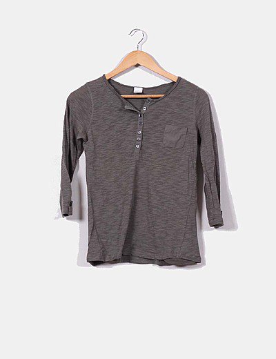 Camaïeu Khaki top with french sleeve
