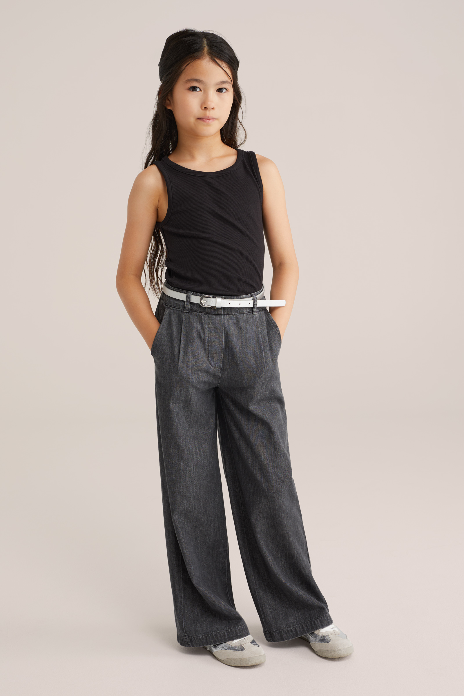 Meisjes singlet van ribstof