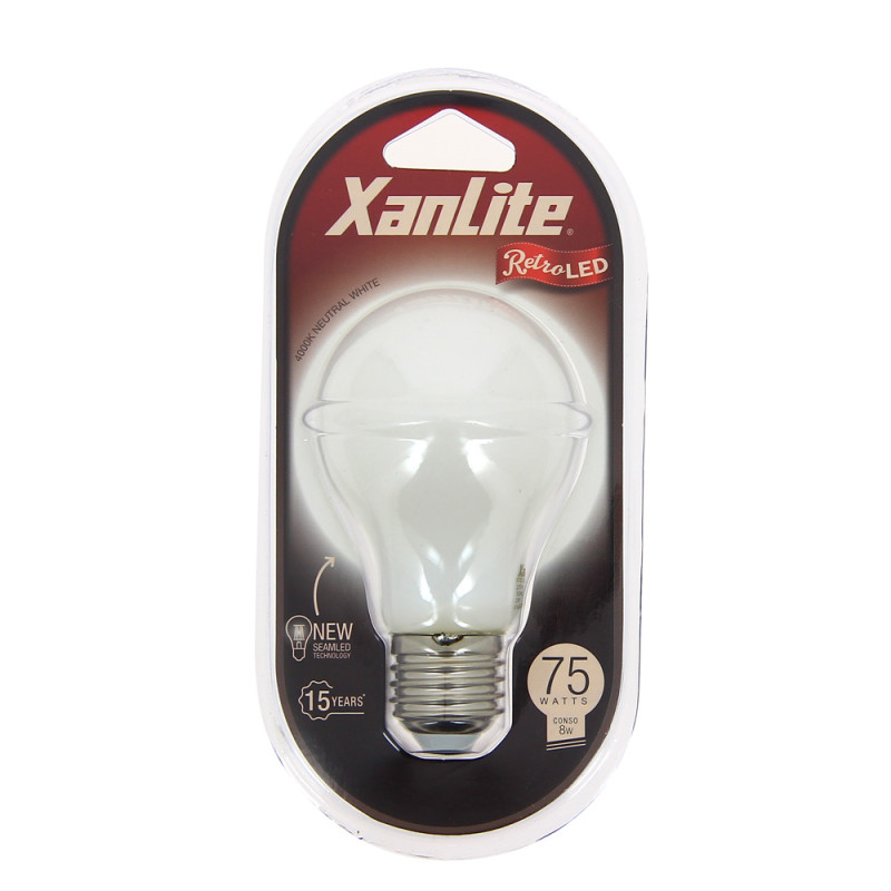 Ampoule à filament LED E27 blanc neutre 8 W 1055 lm XANLITE
