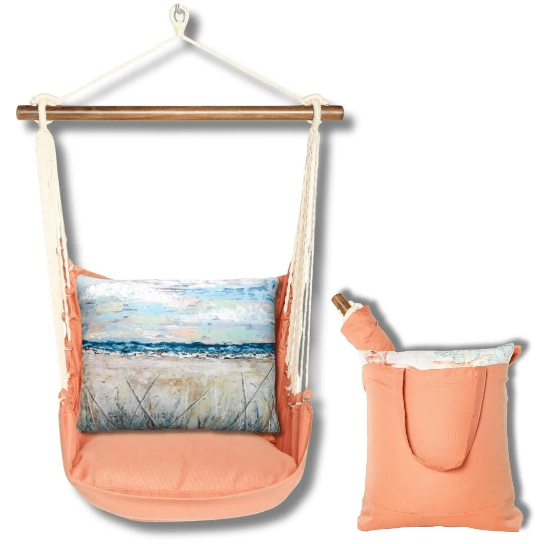 Magnolia Casual Swing Set 4 piece - Living Coral w/ Coastal Landscape 2