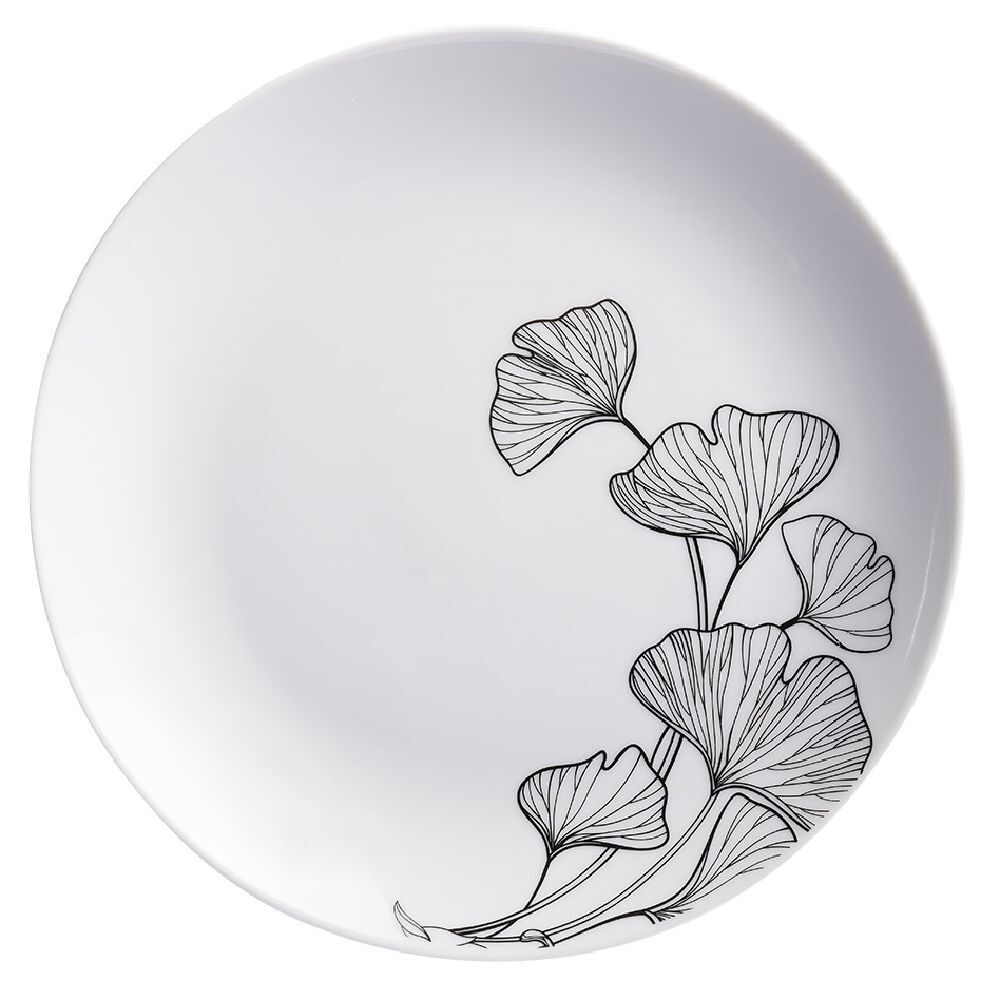 Assiette à dessert blanche décor fleur noire Ø19cm