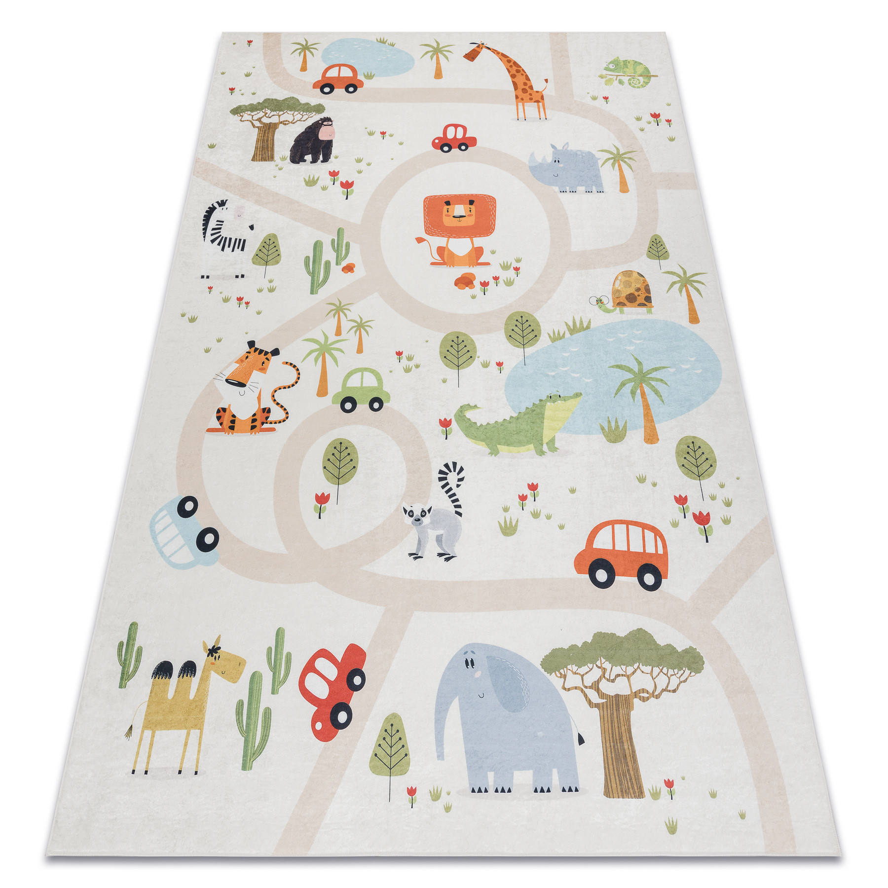 Dywan do prania BAMBINO 1165 Zoo, dla dzieci, antypoślizgowy - 80x150 cm