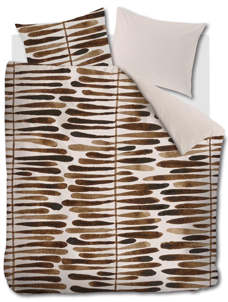 vtwonen dekbedovertrek Botanic Stripe - 200x200/220 cm - steenrood