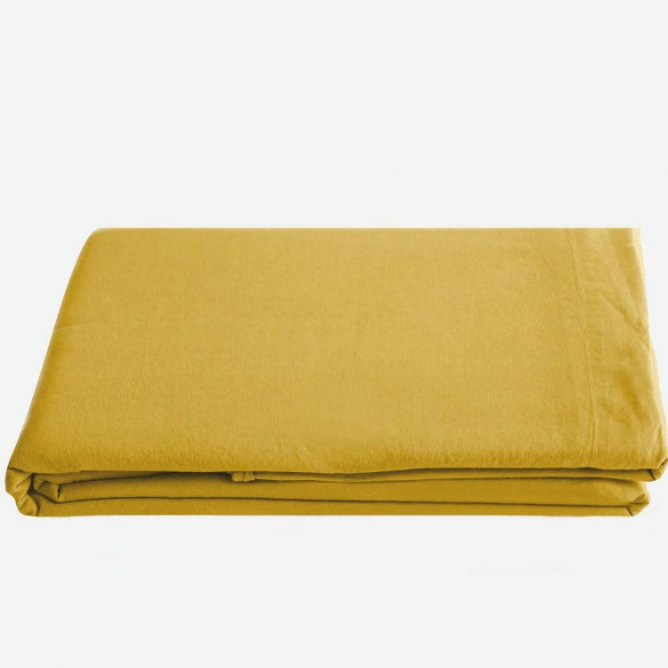 PALACE - Drap plat en Coton Jaune 270x290 cm