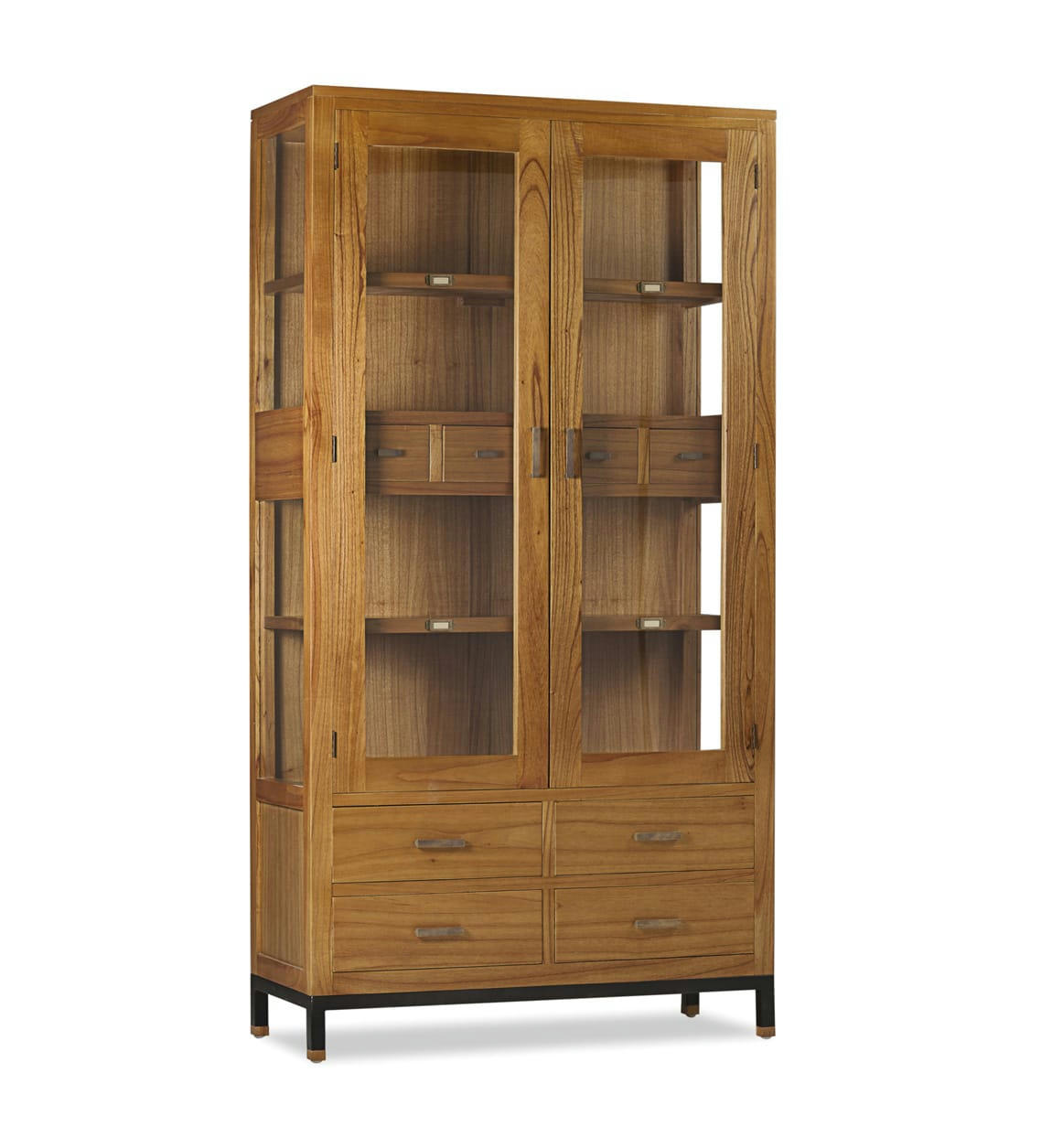 MADHU - Vitrine en bois de mindi marron et métal noir L100