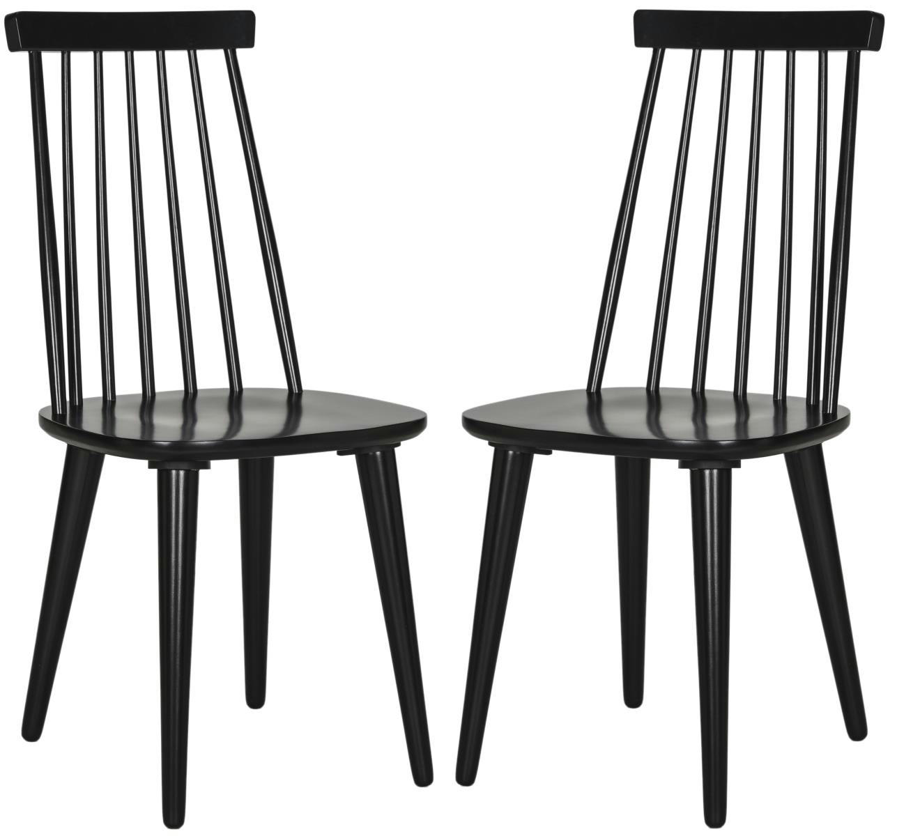 VELA - Chaises de salle à manger Bois d'hévéa en Noir, 55 X 50 X 90 cm