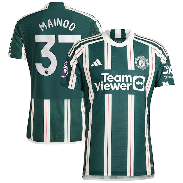 Kobbie Mainoo Manchester United adidas 2023/24 Away Authentic Player Jersey - Green/Red