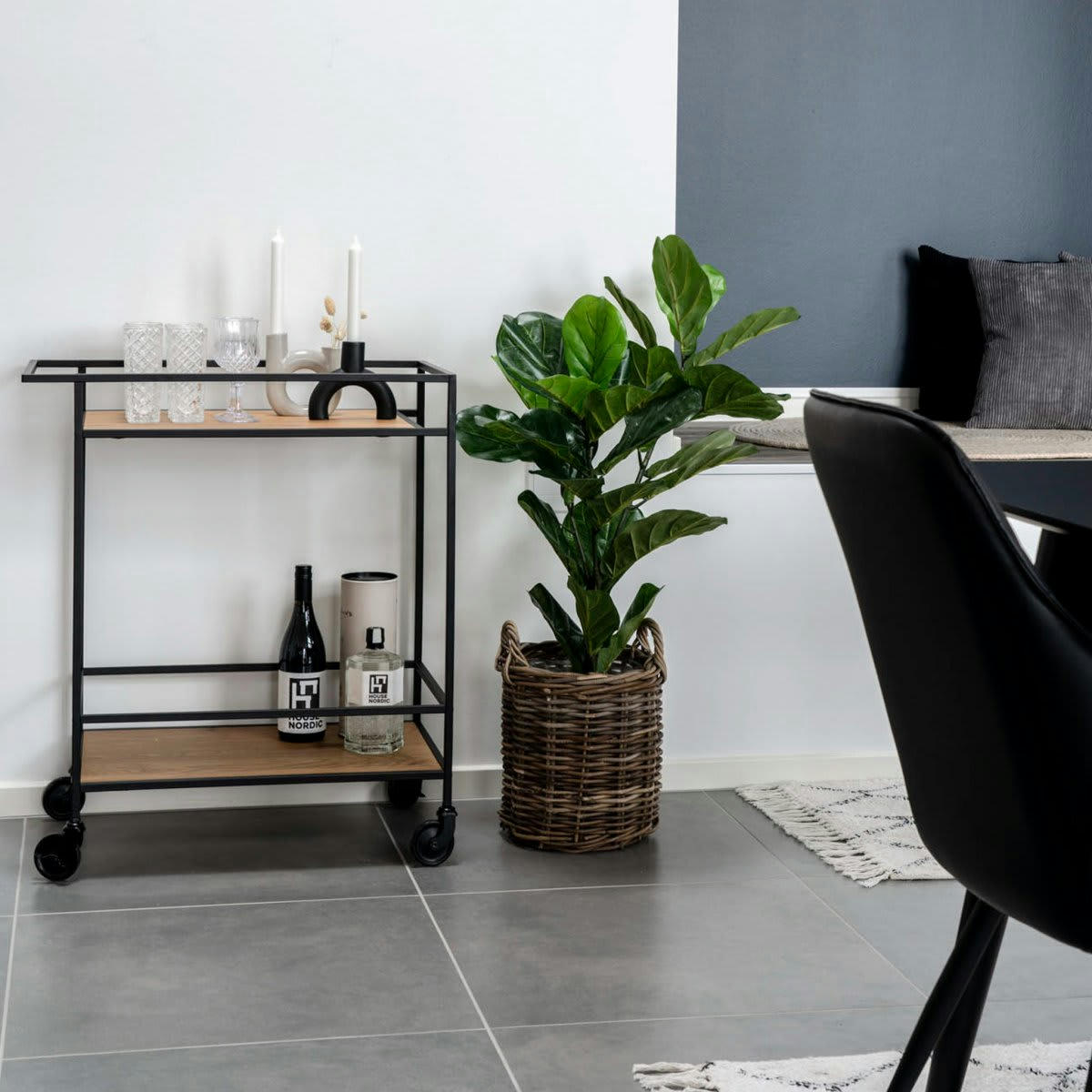 GIVAUDE - Table d'appoint chariot à roulettes marron