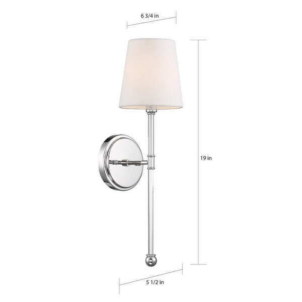 Olmsted 1-Light Wall Sconce Polished Nickel Finish with White Linen Shade - Polished Nickel / White Fabric
