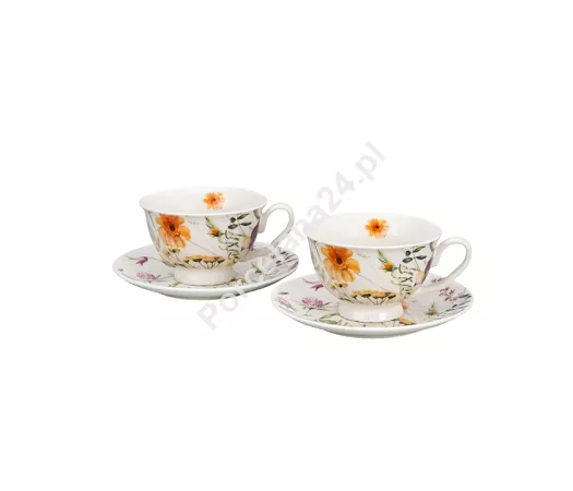Komplet 2 filiżanek ze spodkami 0,25 l / 15 cm Duo - Pansy 15.PAN.K2FS