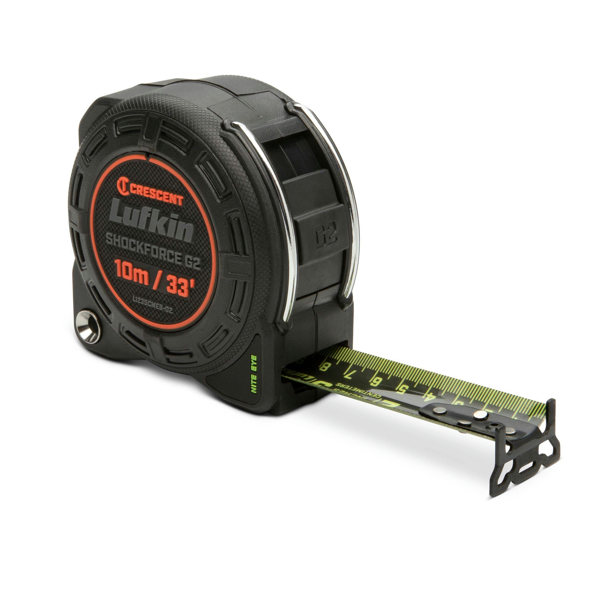 Lufkin Shockforce G2 Nite Eye Tape Measure, 33-ft