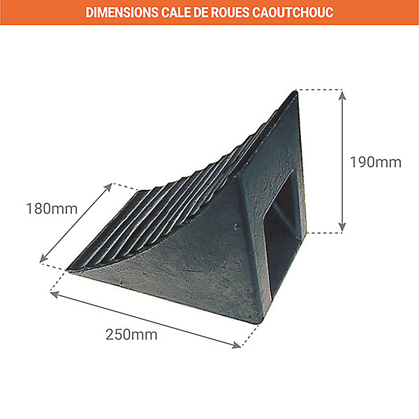 1 Cale roue pour camion - Longueur 250mm - Largeur 180mm - Hauteur 190mm - 800164