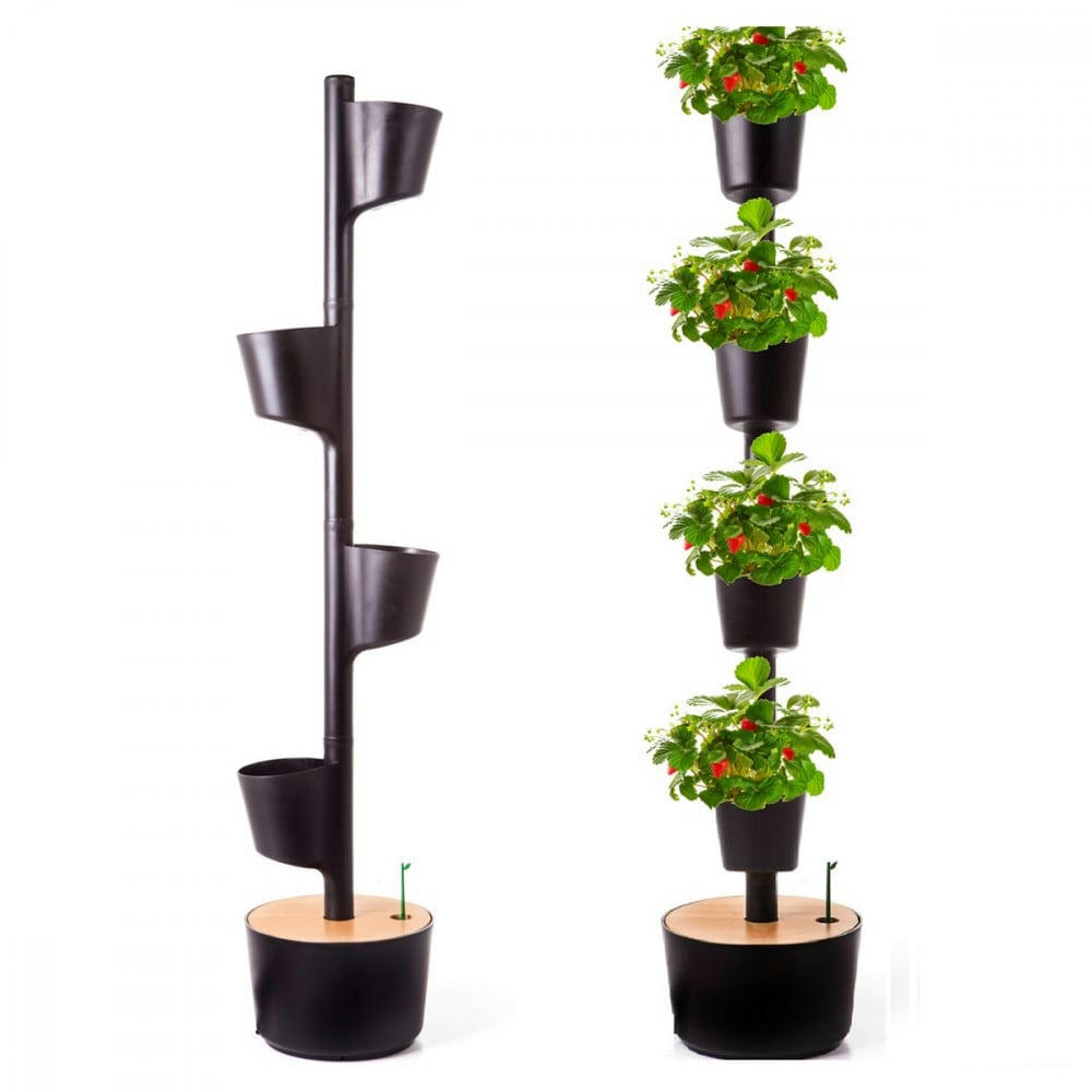 - Potager urbain 4 bacs noir avec arrosage automatique wifi et graines