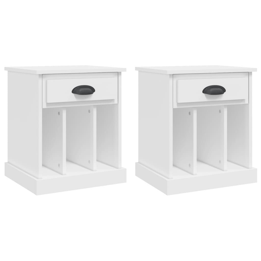 2x Szafka Nocna Stolik Komoda Biała z Szufladą Do Sypialni 43x36x50 cm
