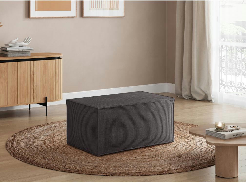 - Pouf en velours côtelé - Gris foncé