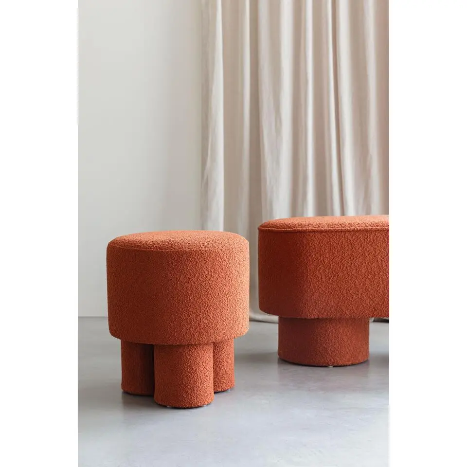 Housecraft Marcos Kruk/ Poef Boucl&eacute; Rood/ Bruin