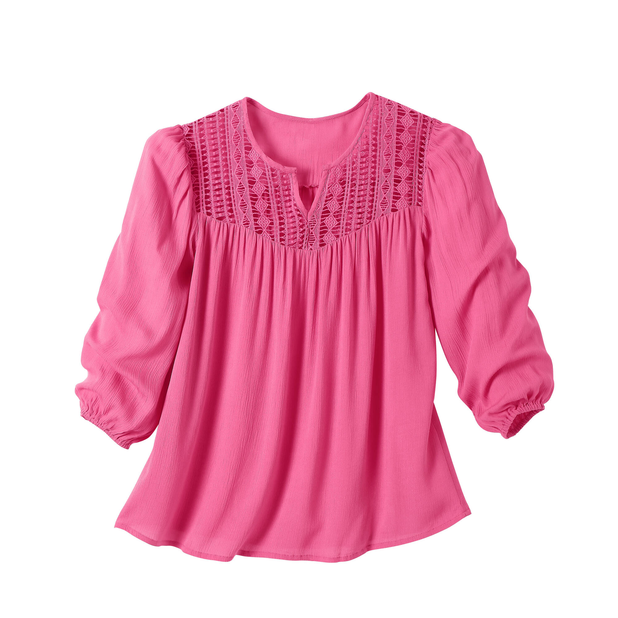 Blouse macramé manches 3/4