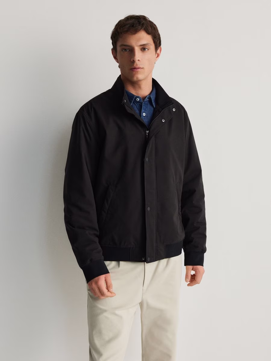 Bomber Jacket With Stand Up Collar