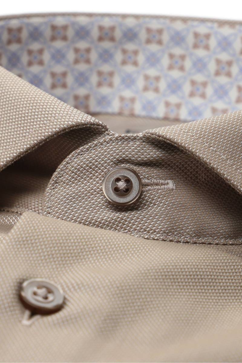 ETERNA Performance Slim Fit Tencel Hemd beige-braun, Strukturiert