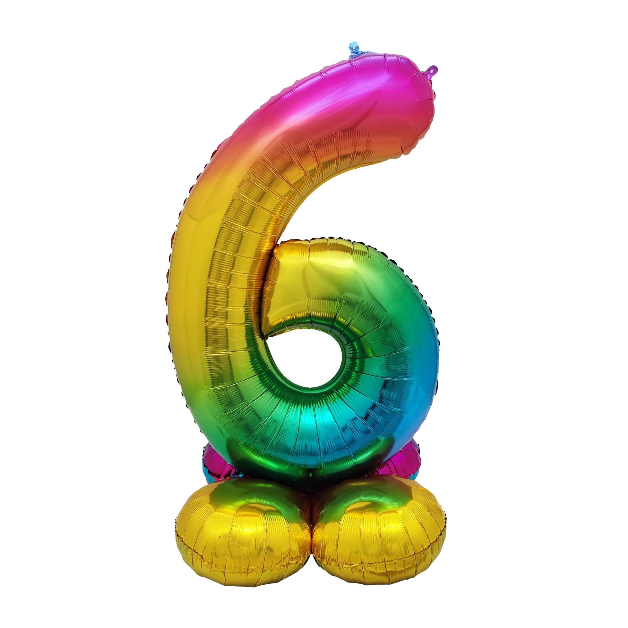 Standing Multicoloured Number 6 Balloon 90cm