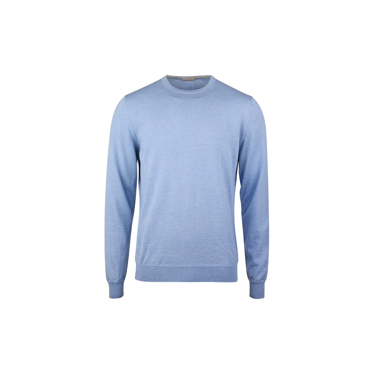 Pullover Knitted Crew Neck With Patch Merino Wool, light blue