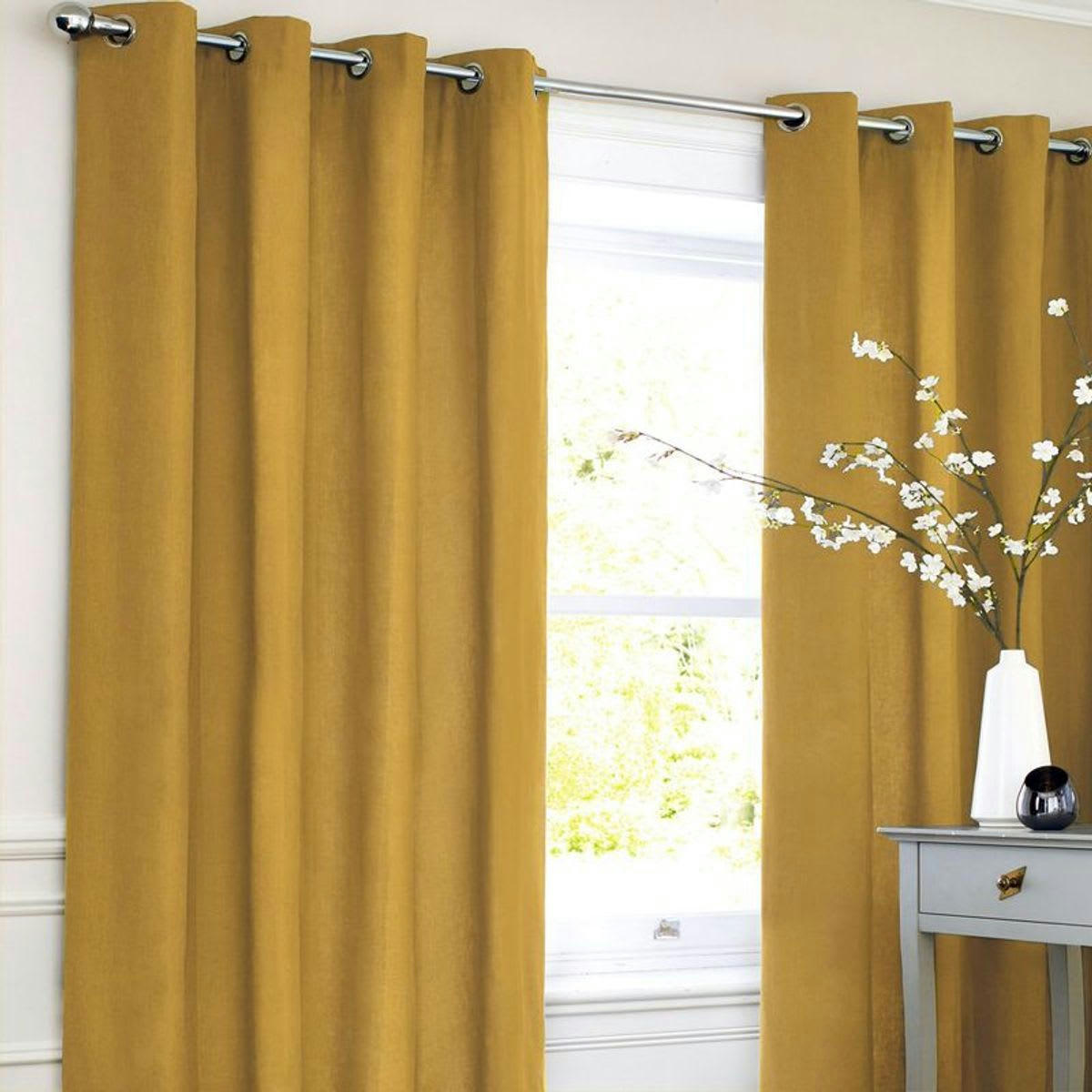 COTTON - Rideau en polycoton jaune 140x250