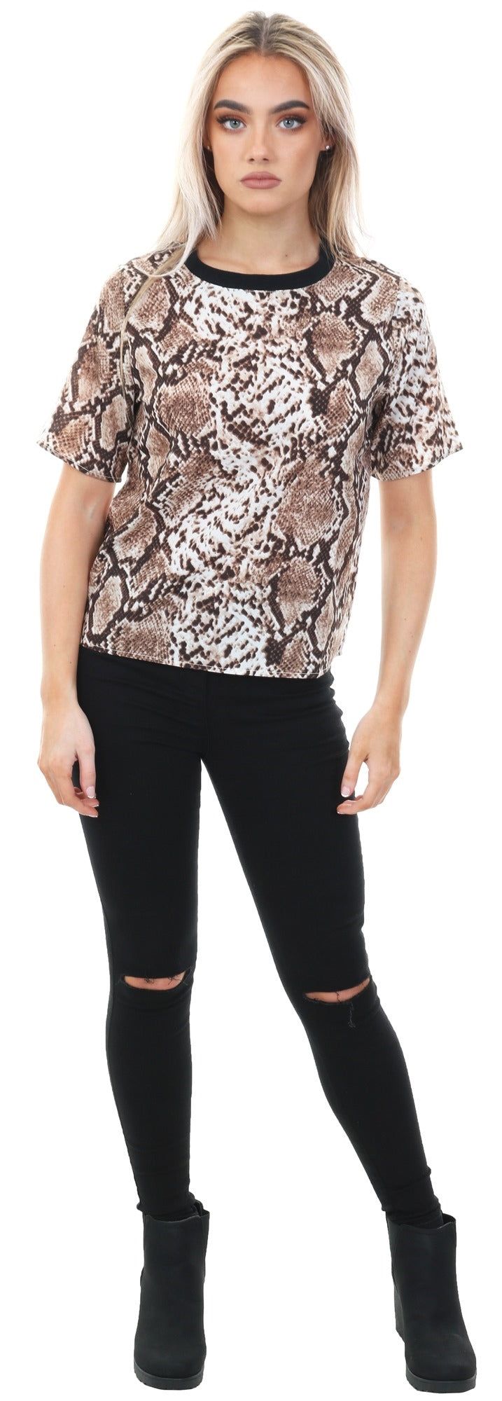 Cutie London Snake Print Short-Sleeve Top