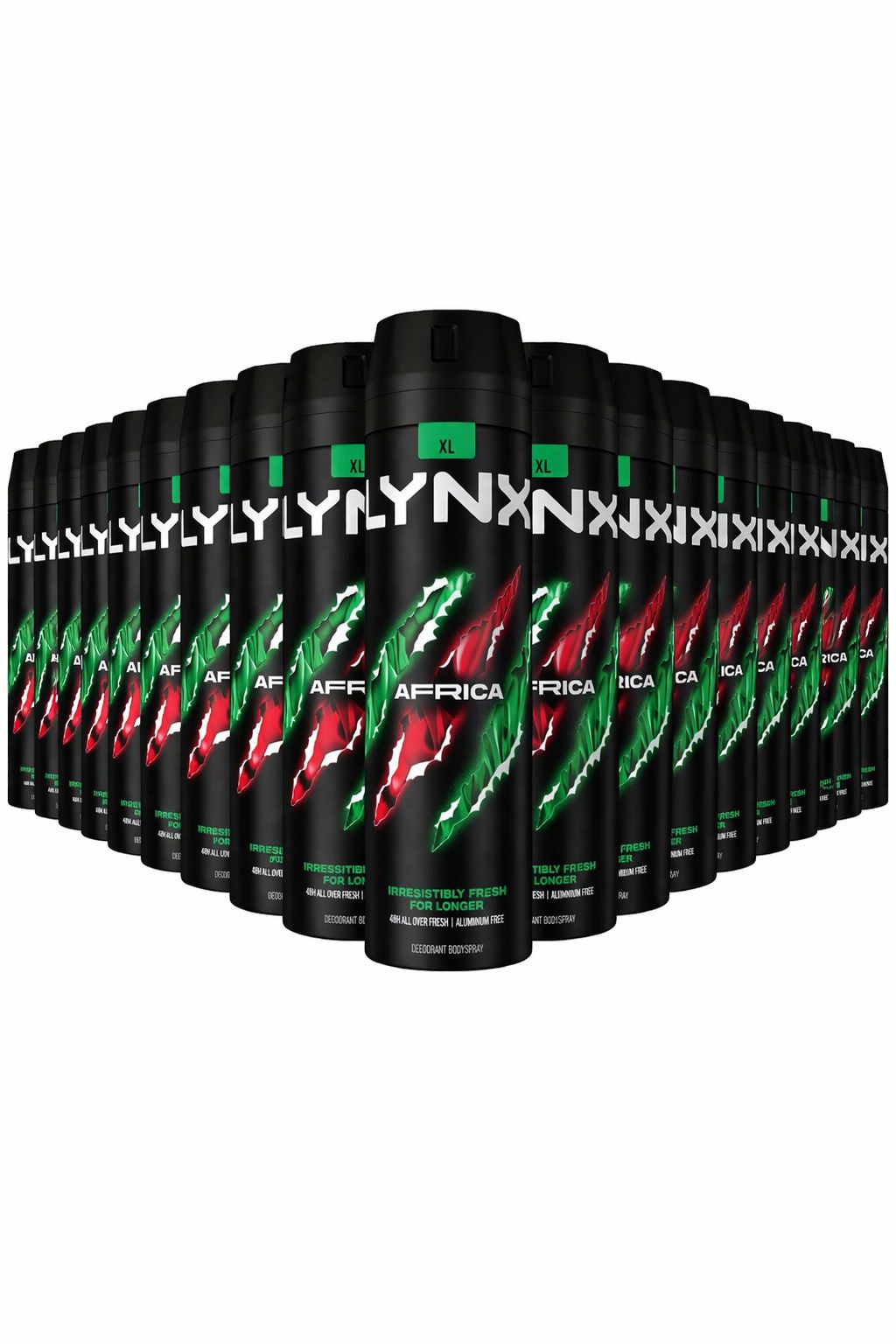 Lynx Africa Body Spray XL 48-Hour HD Fragrance Deodorant, 200ml, 24 Pack