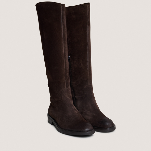 Bottes à bouts rondsen croute marron foncé | CATHY