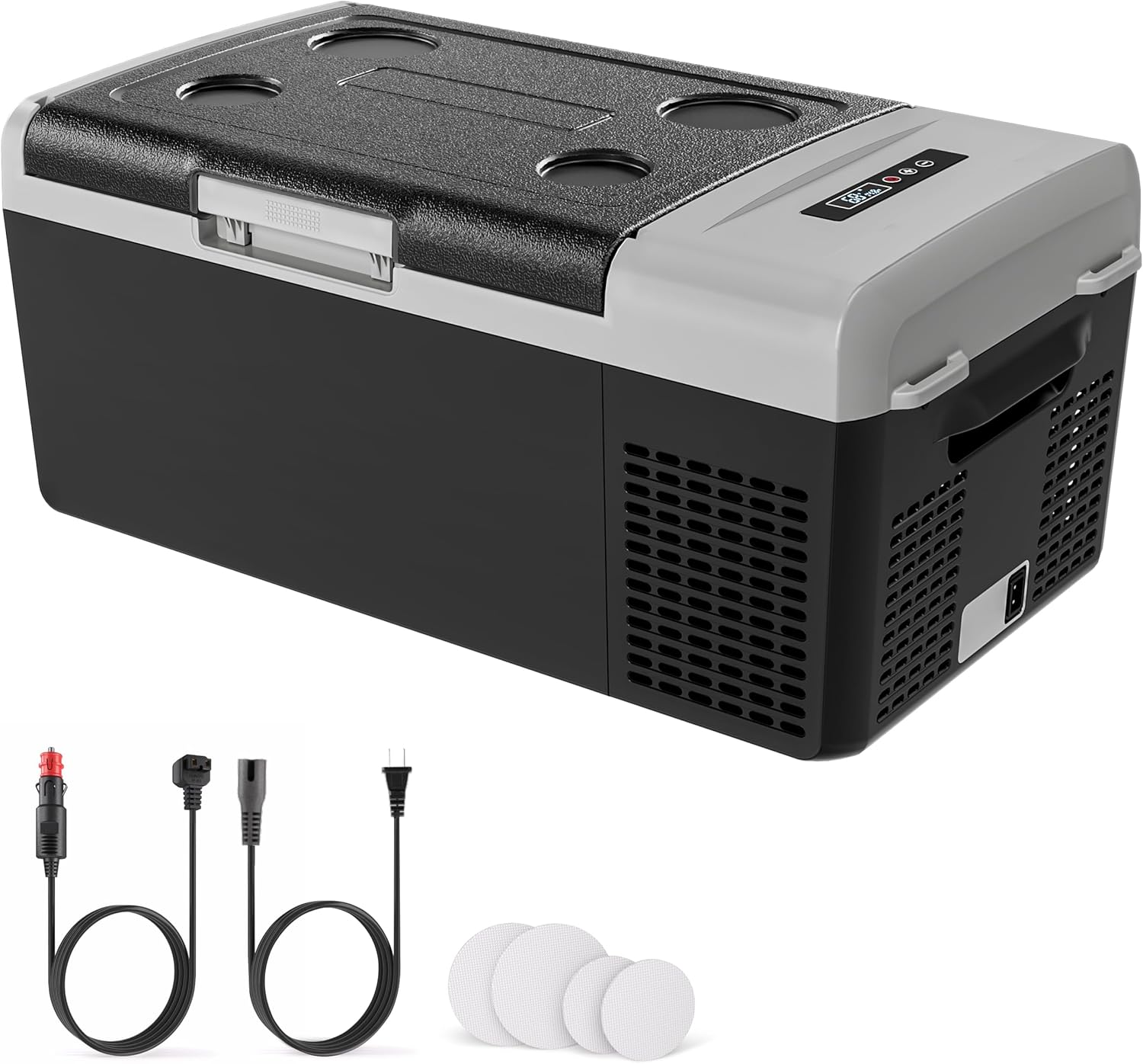 EKOJUCE Portable 12V Refrigerator, 17 Quart Compressor Electric Cooler, 12V Fridge -4℉-68℉, Portable Freezer for Camping, RV, Outdoor