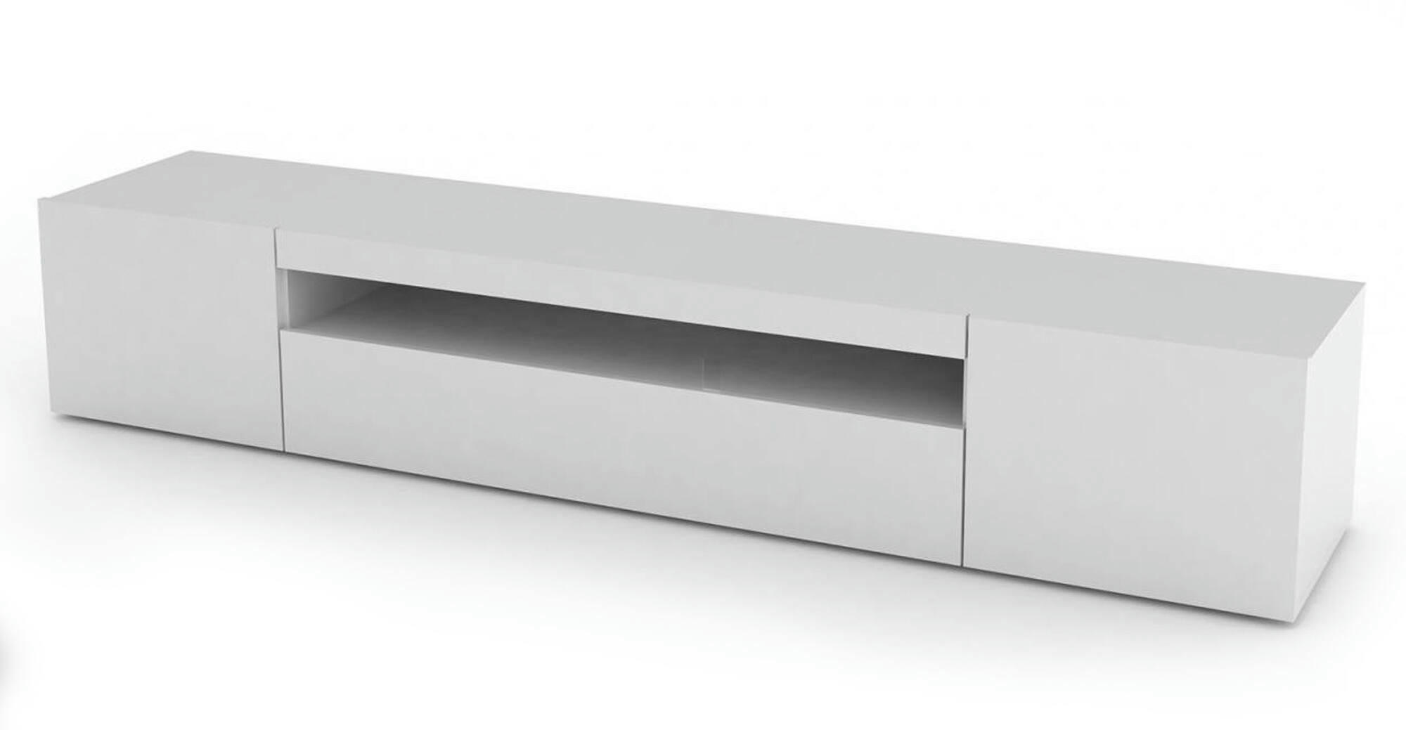 ALBAGUAN - Armoire à 3 portes effet bois blanc brillant 200x40h37 cm
