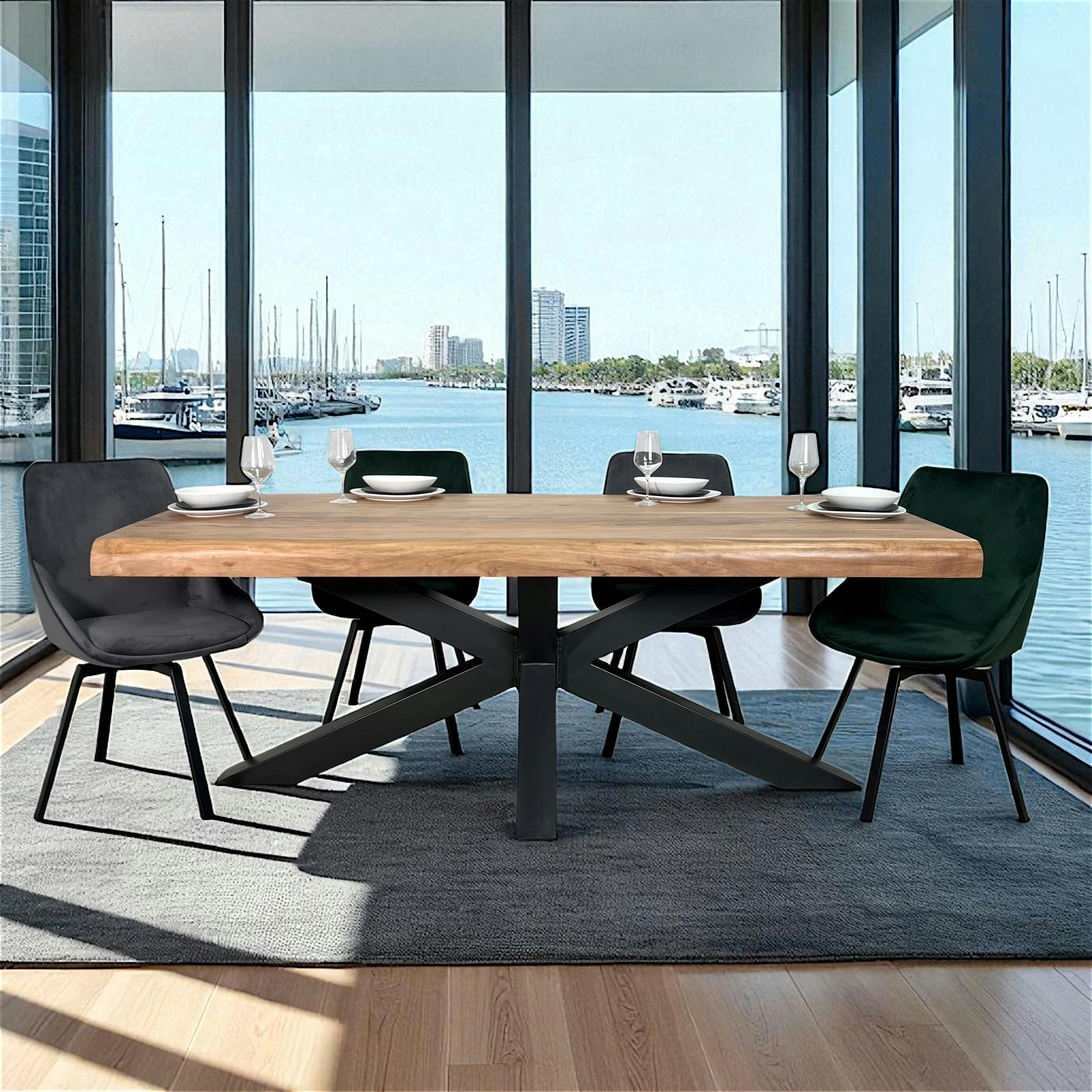 Table salle à manger bois massif pied mikado 200 cm MELBOURNE