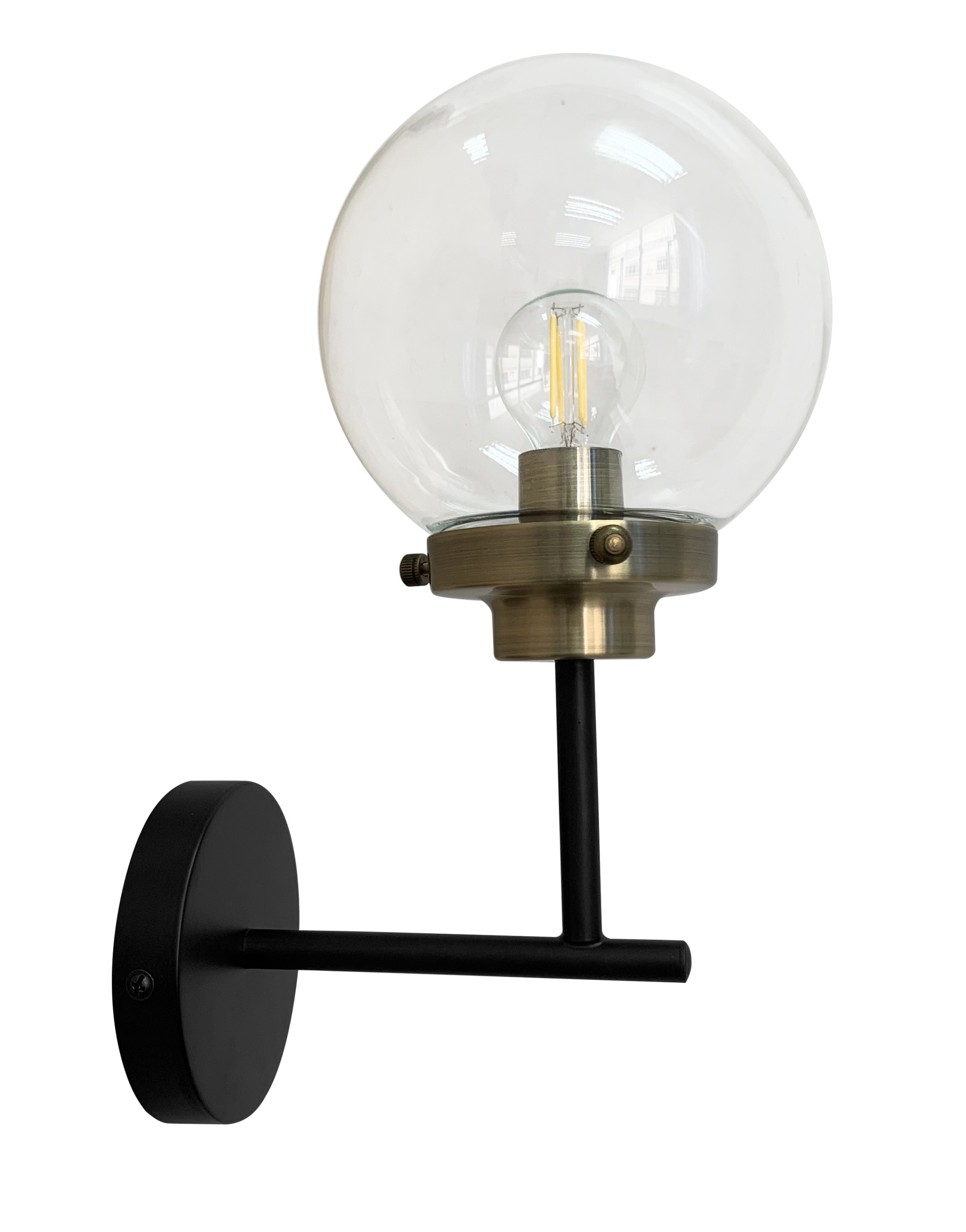 Lampa kinkiet LENS czarny patynowy matowy 1x40w e14 klosz bezbarwny