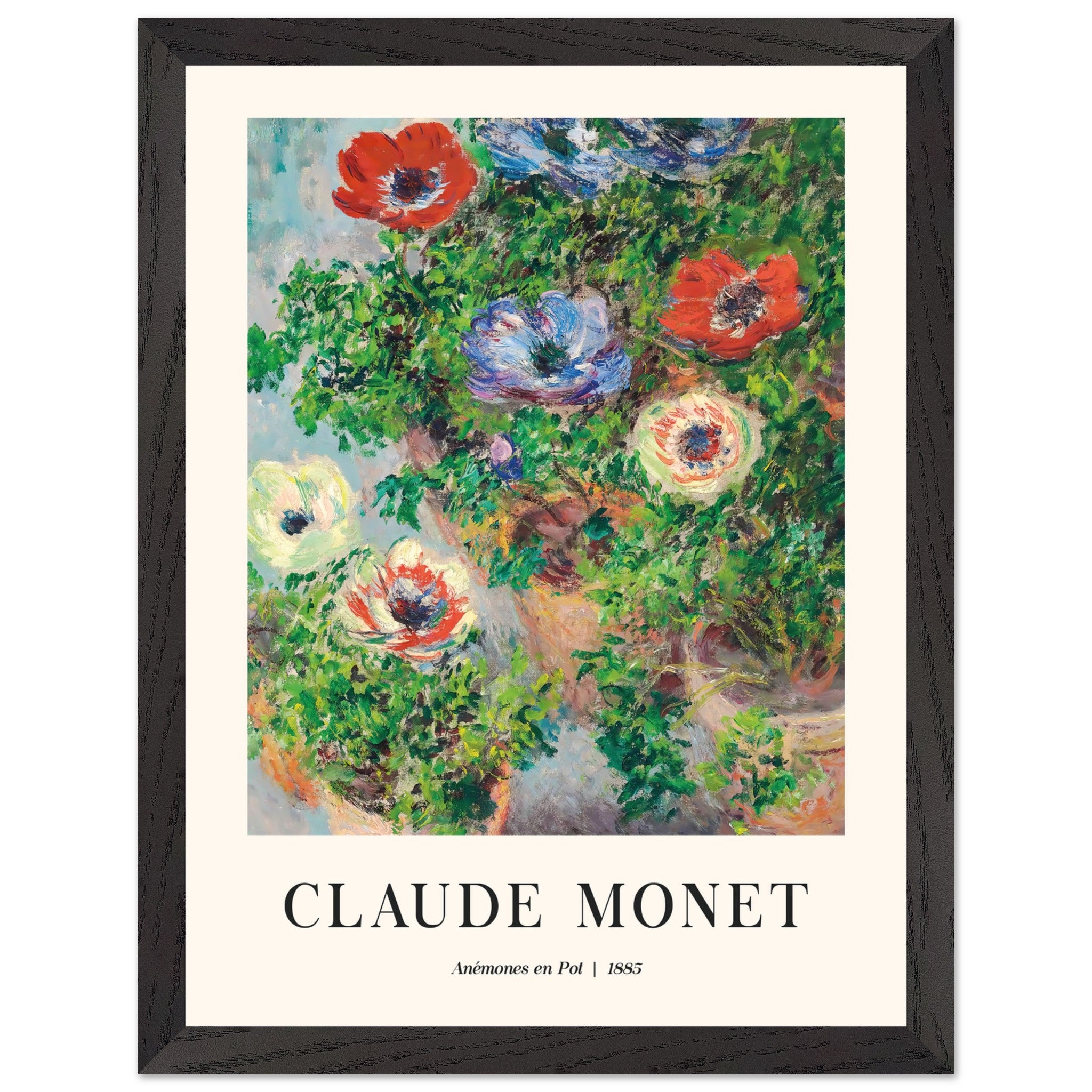 Artfulprints Poster met Lijst Claude Monet - Anémones en pot  - 30x40 cm - Groen
