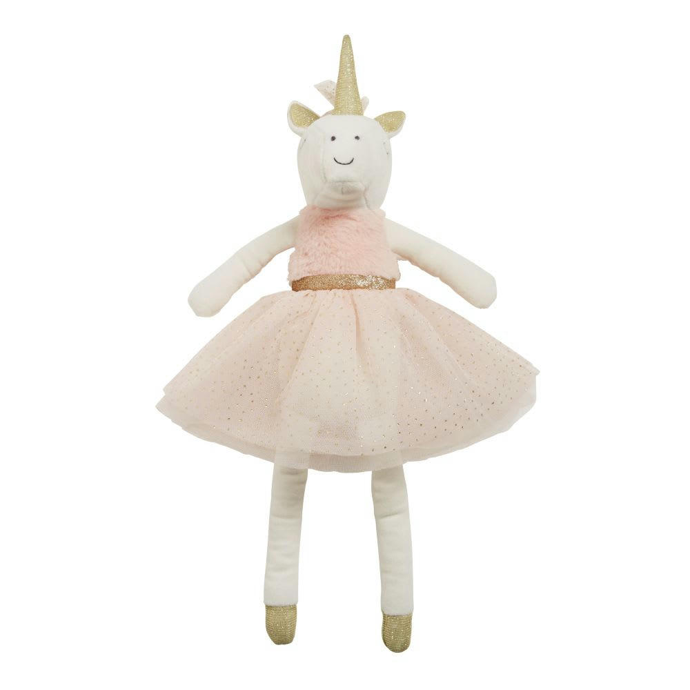 HERMIONE - Poupée licorne rose, blanche et dorée