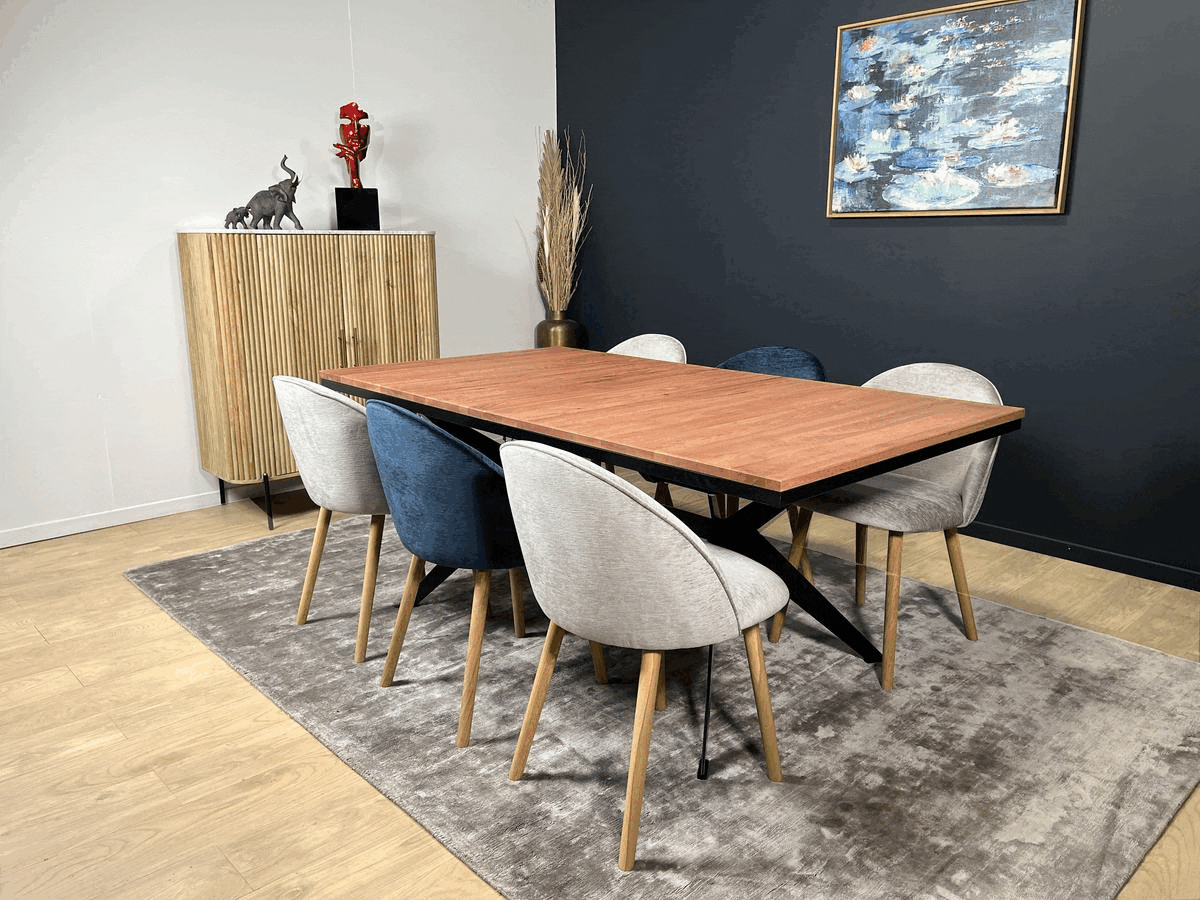 Table rectangulaire extensible en chêne brun 180 cm PALERME