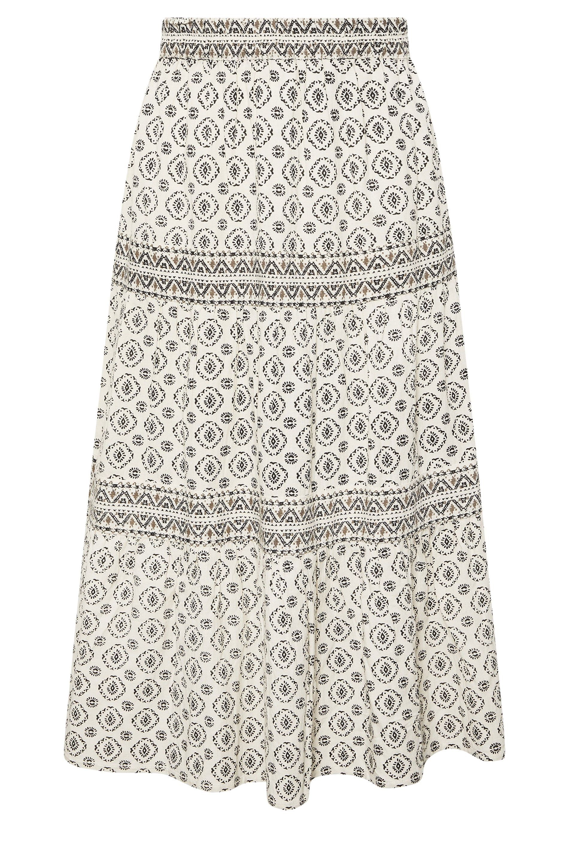 M&Co Petite Aztec Tiered Maxi Skirt