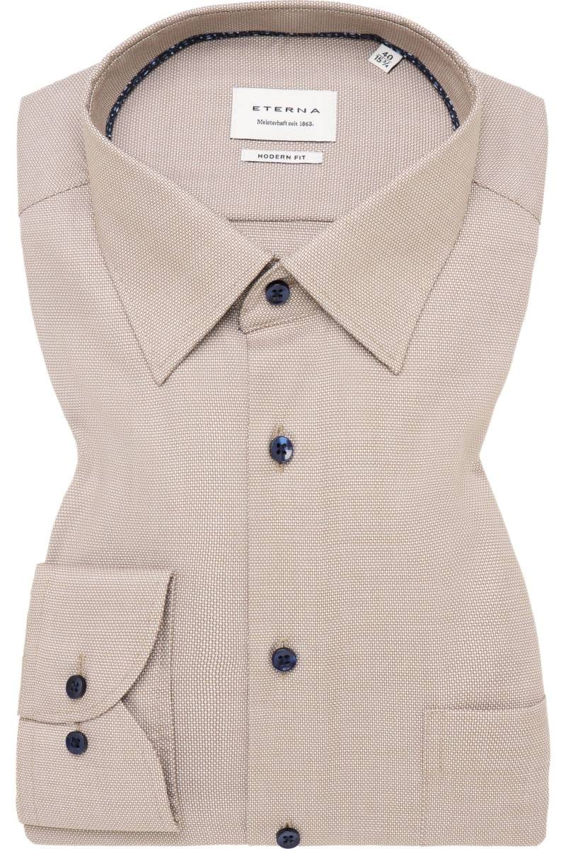 ETERNA Modern Fit Hemd beige, Strukturiert