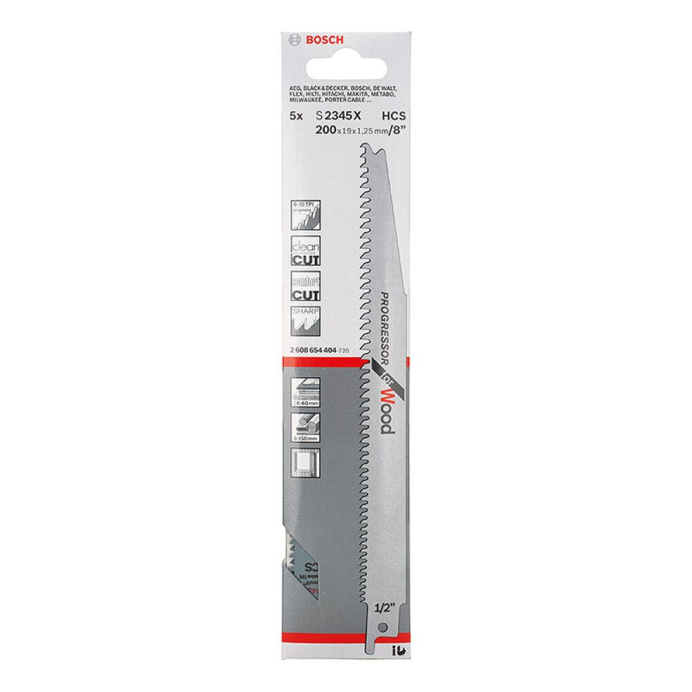BAJONETTSAGBLAD BOSCH PROFESSIONAL S2345XF 200MM 5-PK