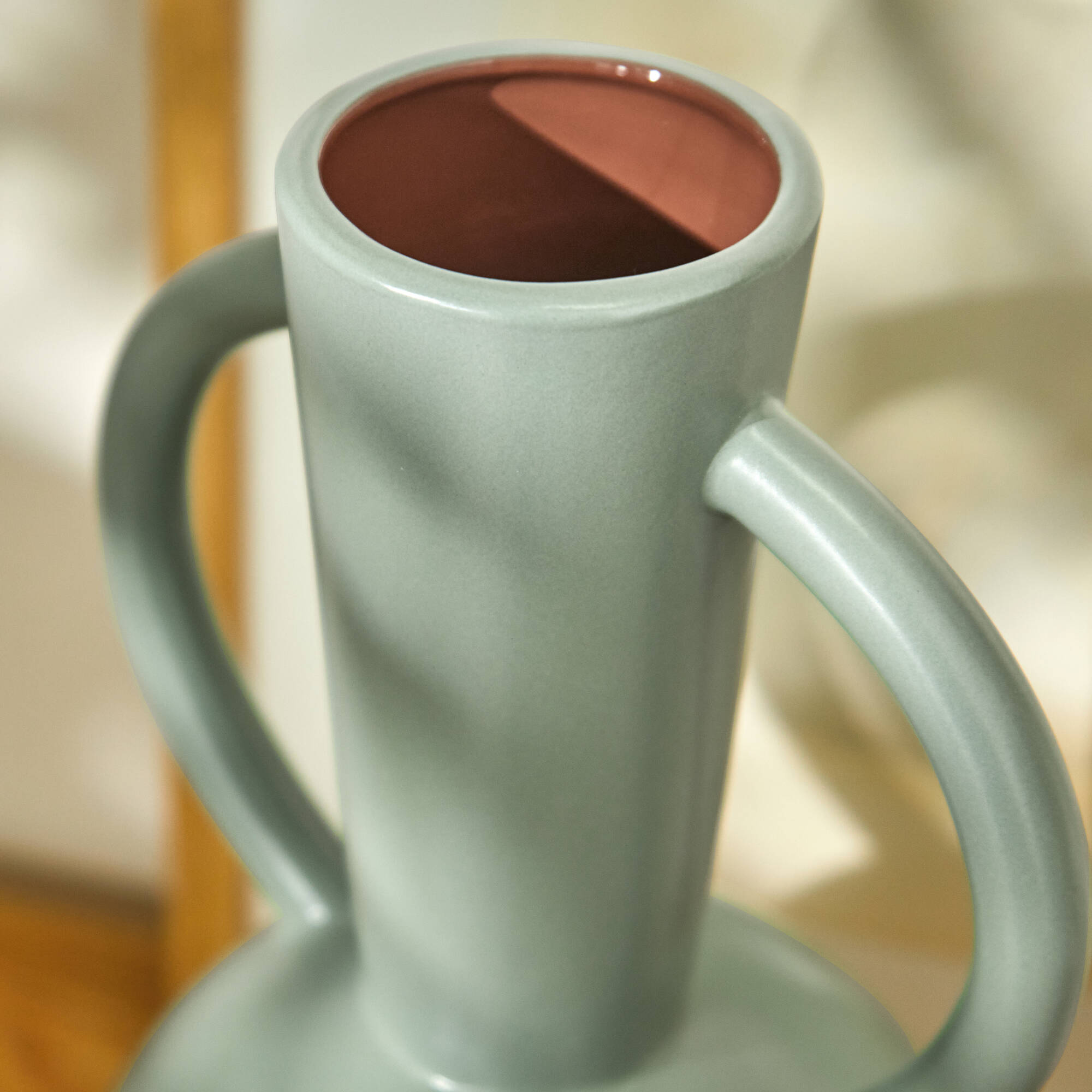 Vase rond céramique, double anses - hauteur 29,5 cm