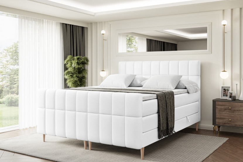 Łóżko kontynentalne - pojemnik, materac, nóżki MIAMI-FD-Z KING 120x200 cm