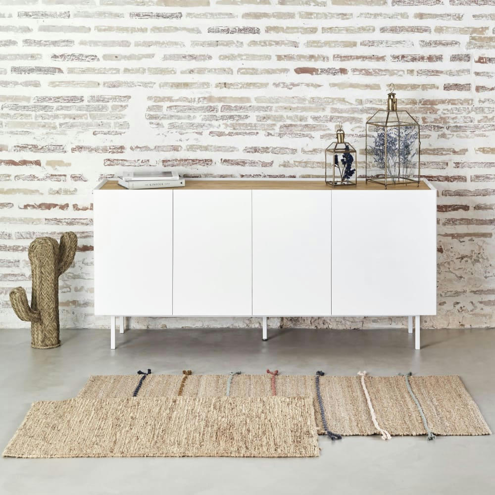 ARISTA - Buffet en bois 4 portes 3 tiroirs L165cm blanc