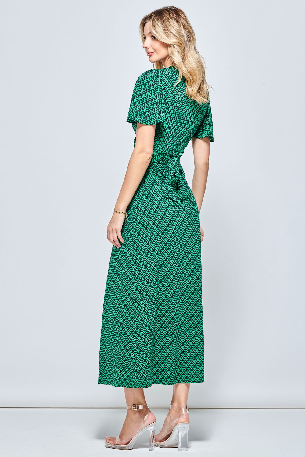 Jolie Moi Plunge Neck Twist Front Maxi Dress