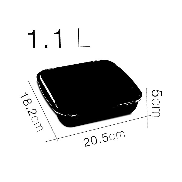 Lot de 2 plat à four carré, moule de cuisson en verre, capacité 1.1 L - Longueur 20.5 x Profondeur 18.2 x Hauteur 5 cm