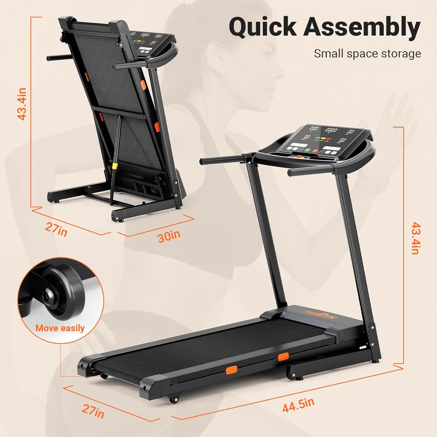 THERUN Incline Treadmill, 0-12% Auto Incline Treadmill for Running and Walking, 300 lbs Weight Capacity, Wide Belt,3.0HP,18 LED Screen, 2 Layers Shock-Absorbing