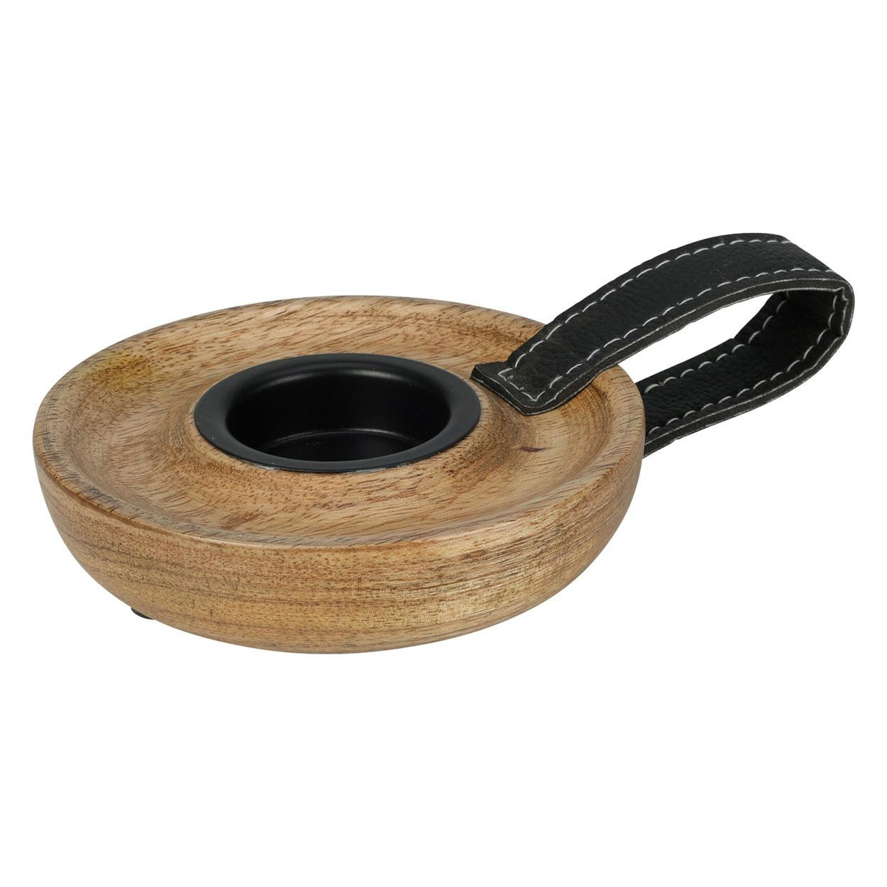 Świecznik na tealight z drewna mango 11 cm brązowy