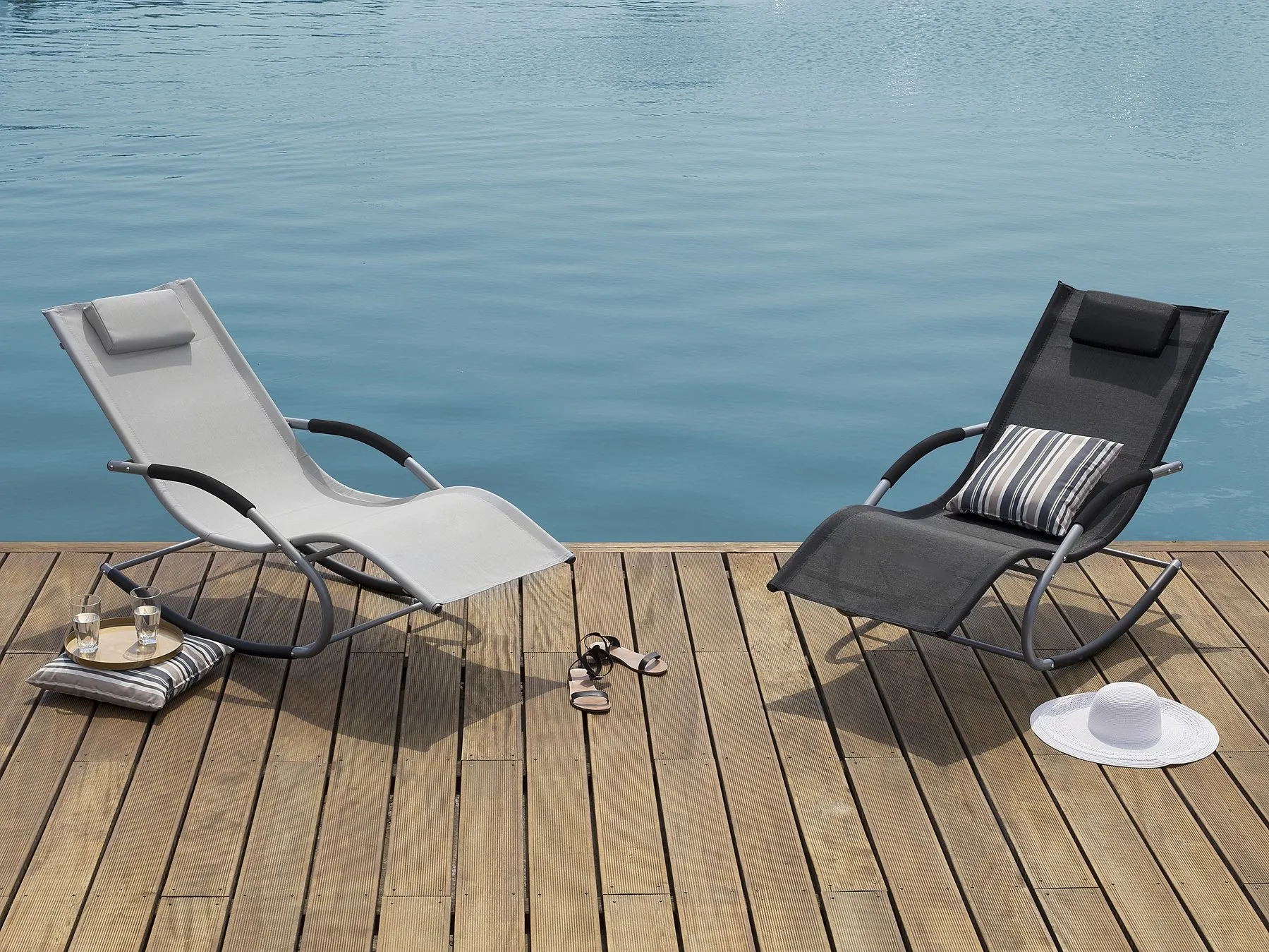 Rocking Sun Lounger CARANO Metal Black