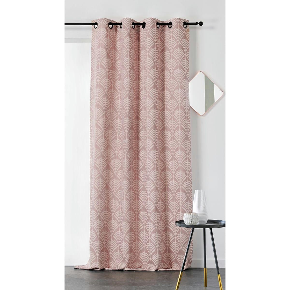 - Rideau esprit art nouveau coton rose clair 140x240 cm
